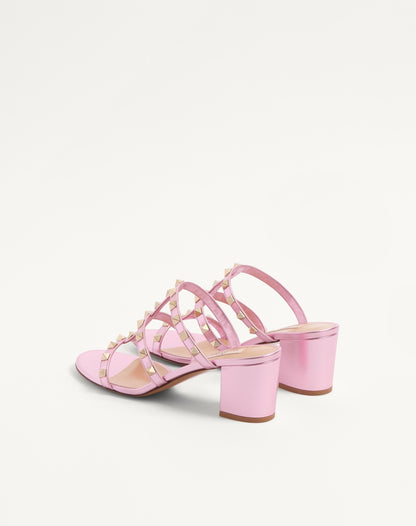 Rockstud Slide Sandal In Laminated Nappa Leather 60mm