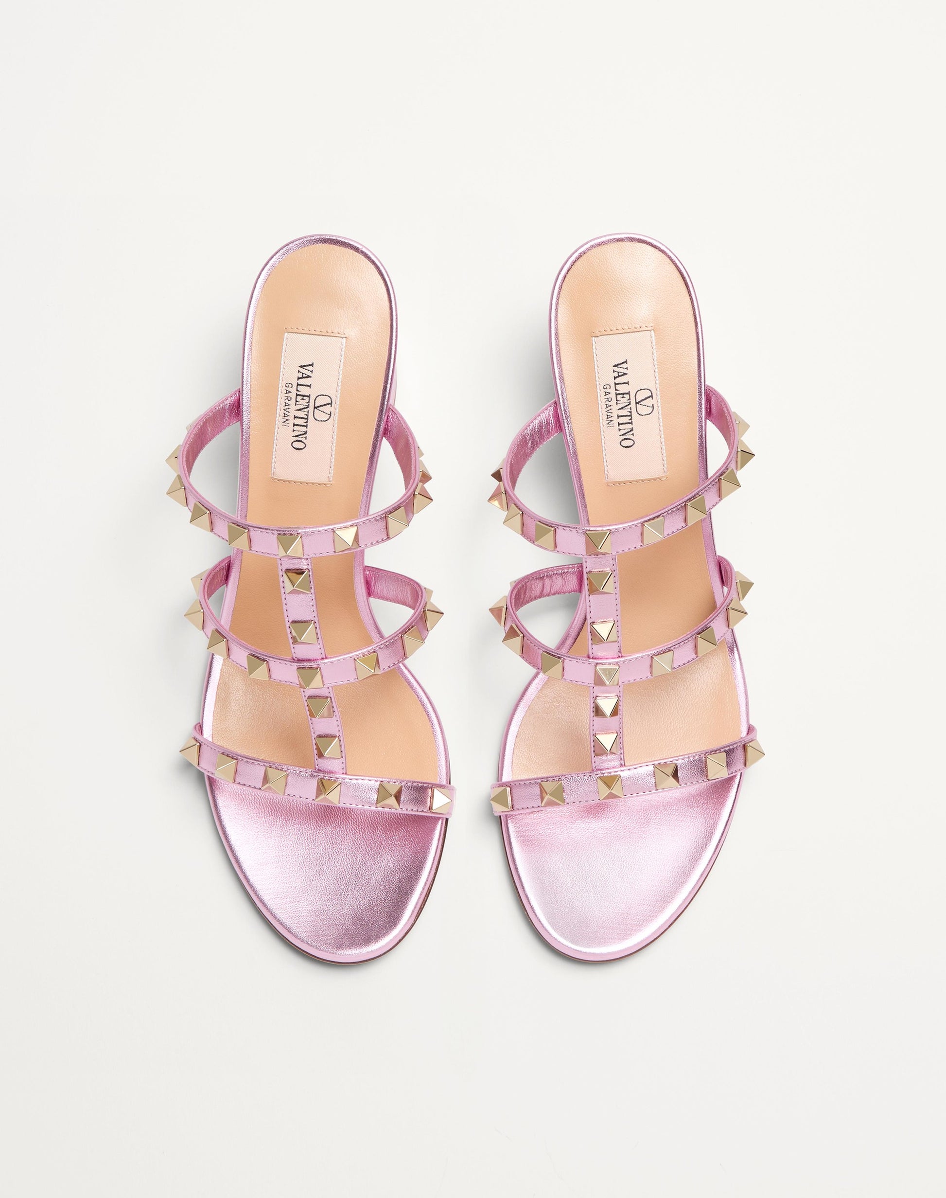 Rockstud Slide Sandal In Laminated Nappa Leather 60mm