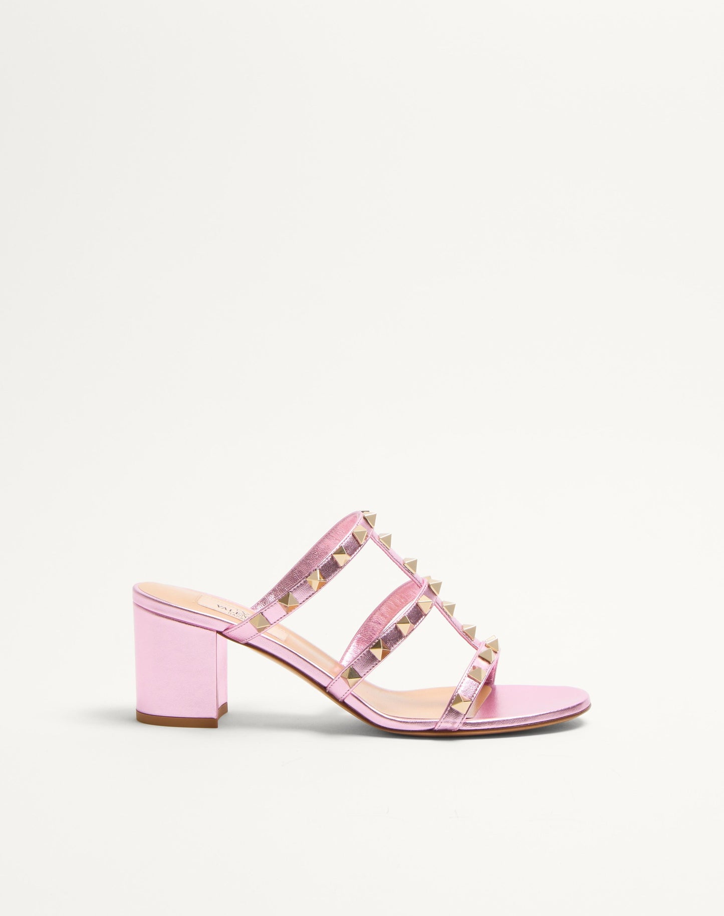 Rockstud Slide Sandal In Laminated Nappa Leather 60mm