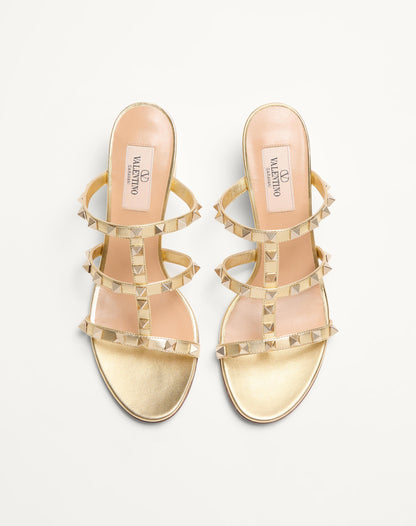 Rockstud Slide Sandal In Laminated Nappa Leather 60mm
