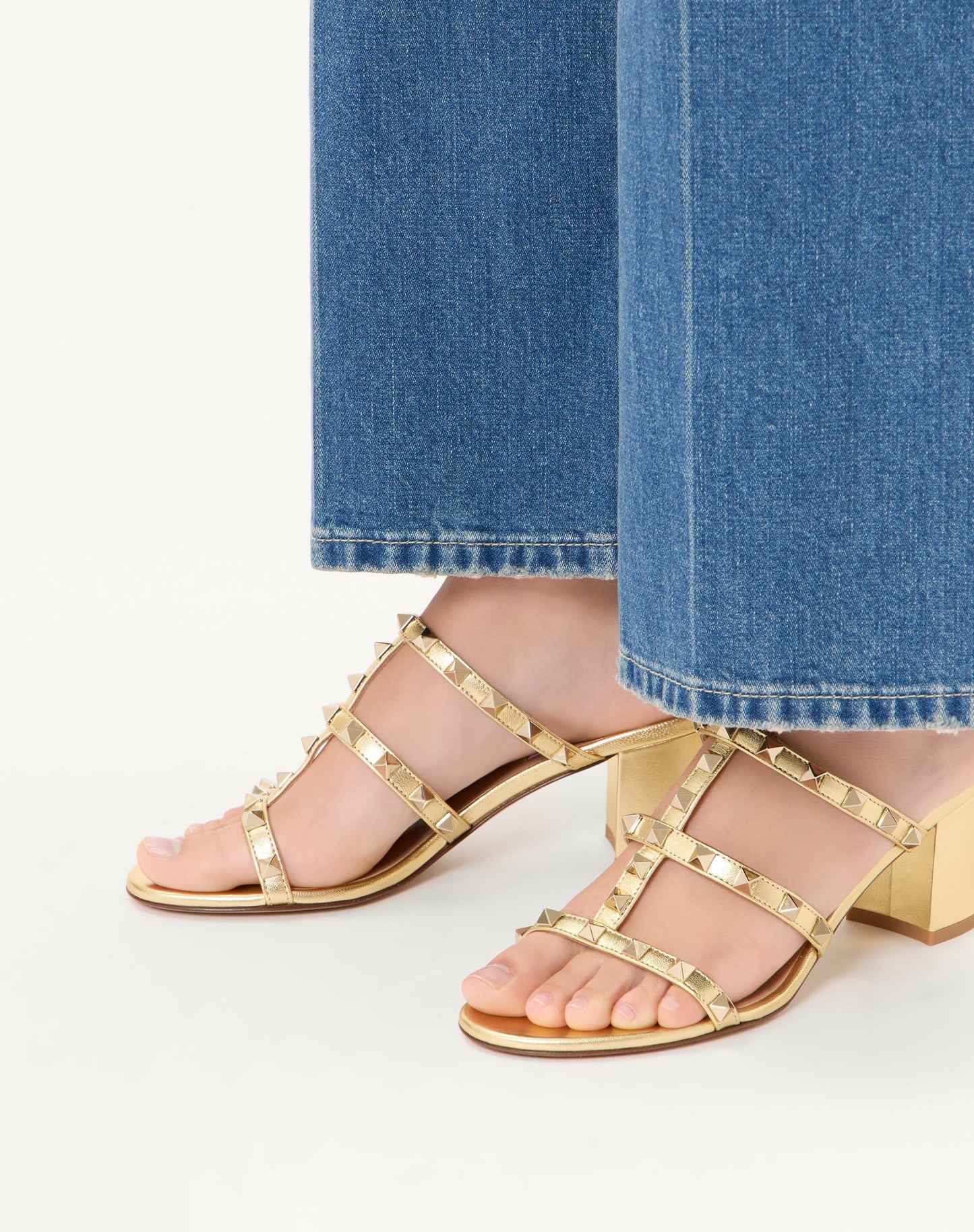 Rockstud Slide Sandal In Laminated Nappa Leather 60mm