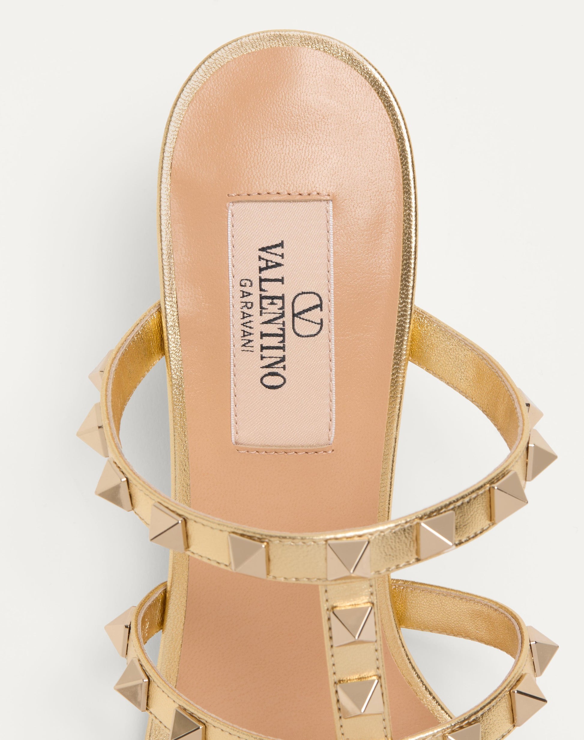 Rockstud Slide Sandal In Laminated Nappa Leather 60mm