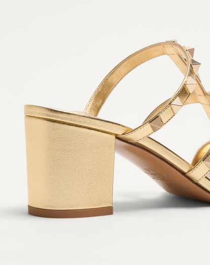 Rockstud Slide Sandal In Laminated Nappa Leather 60mm