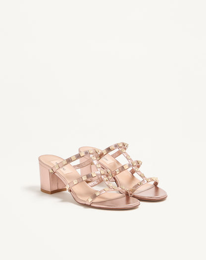 Rockstud Slide Sandal In Laminated Nappa Leather 60mm