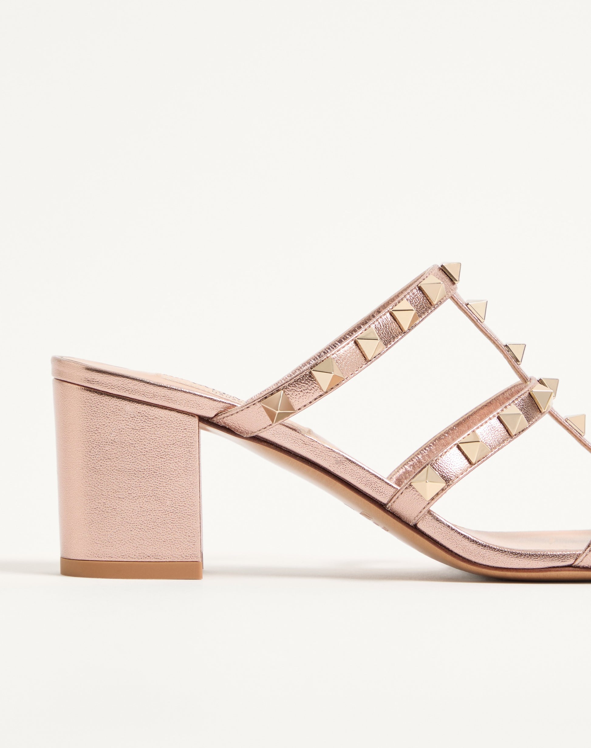 Rockstud Slide Sandal In Laminated Nappa Leather 60mm