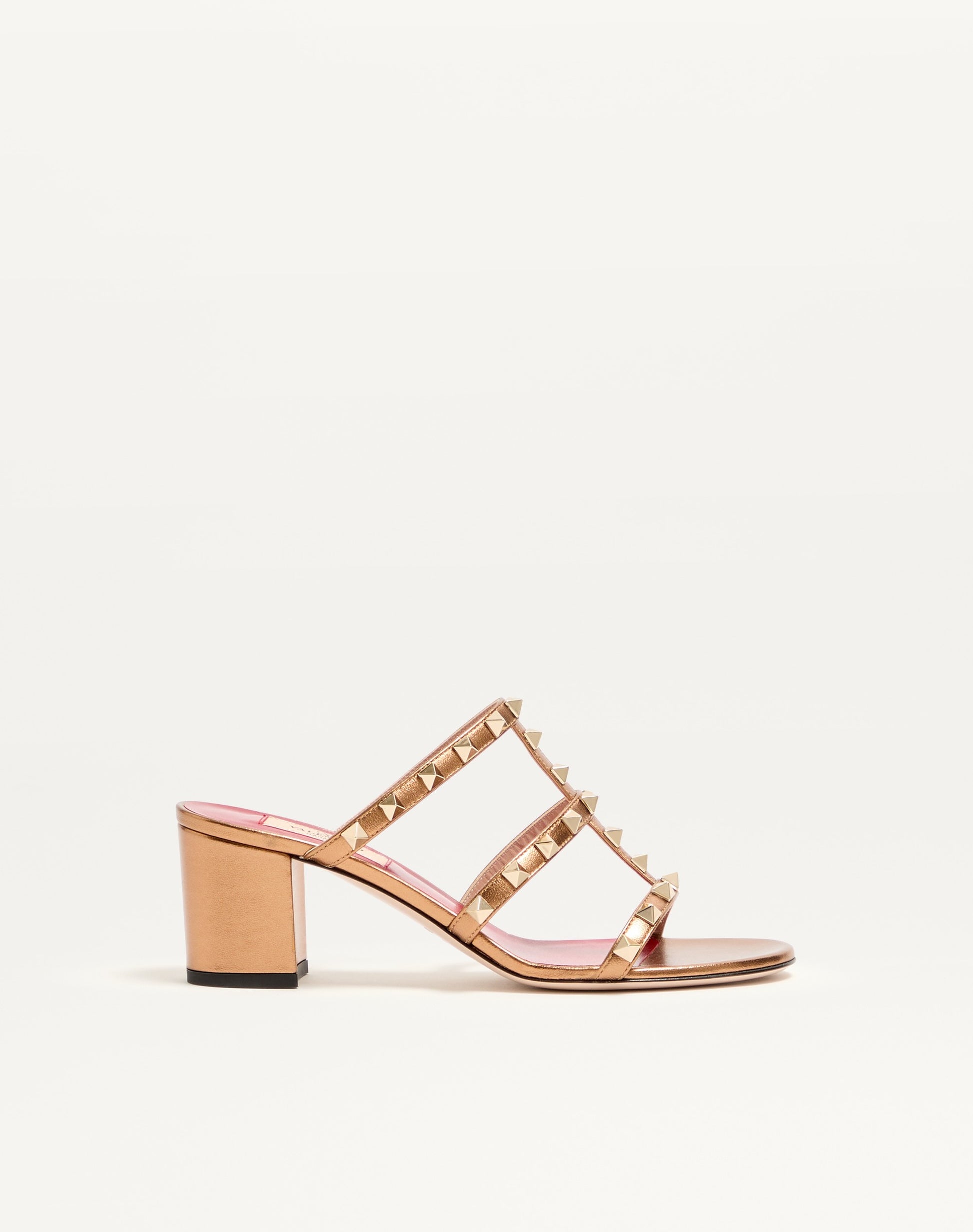 Rockstud Slide Sandal In Laminated Nappa Leather 60mm