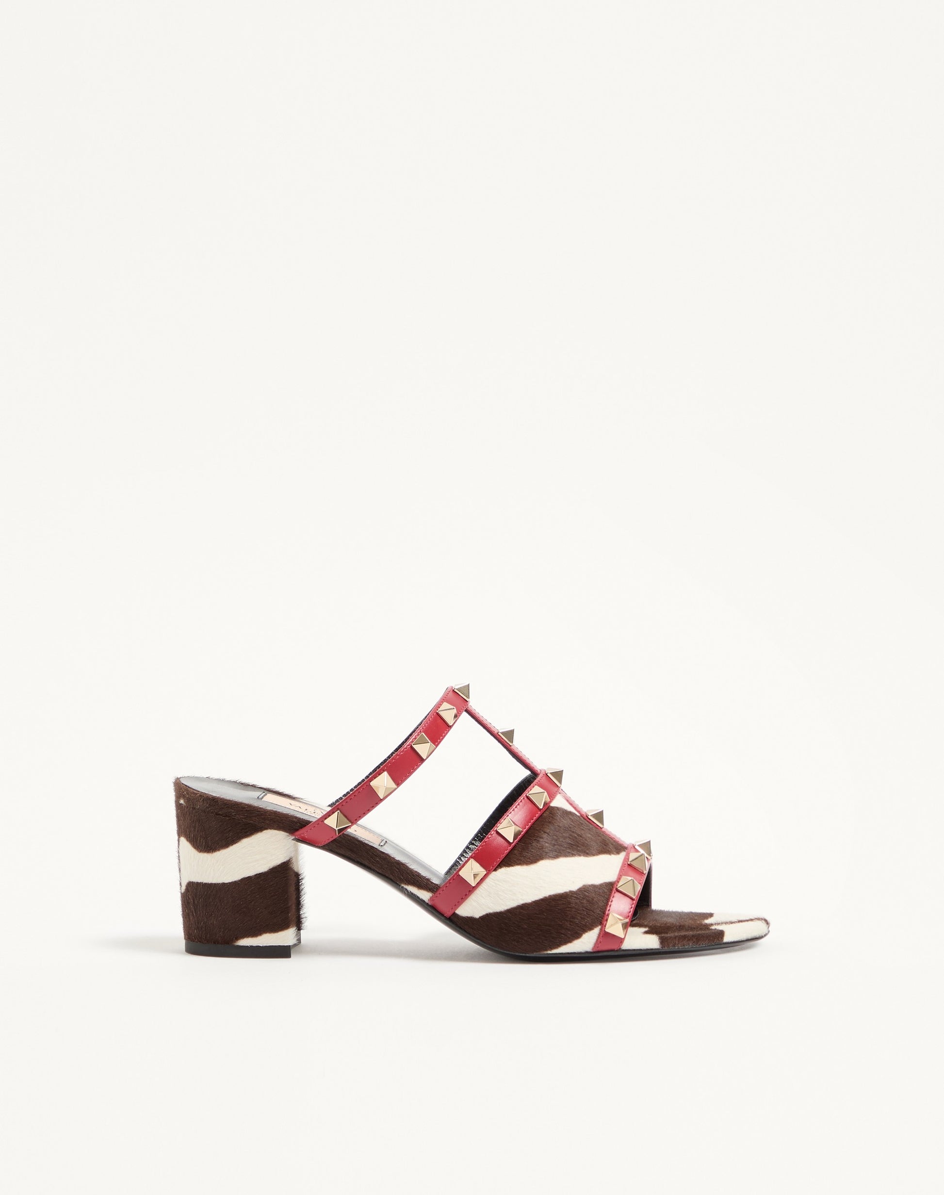 Rockstud Slide Sandal In Pony-effect Calfskin 60mm