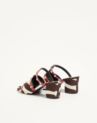 Rockstud Slide Sandal In Pony-effect Calfskin 60mm