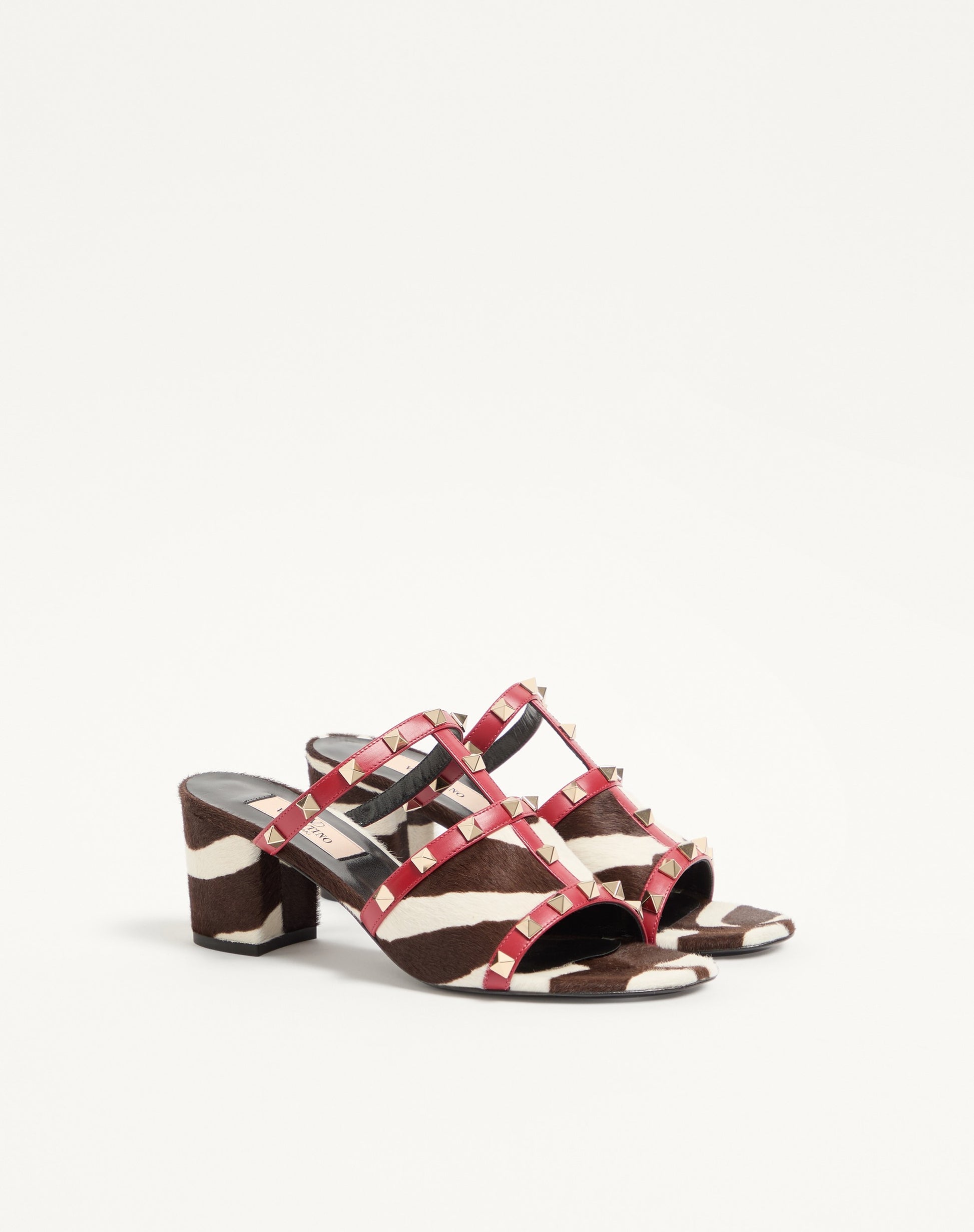 Rockstud Slide Sandal In Pony-effect Calfskin 60mm