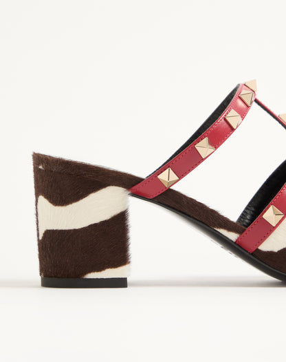 Rockstud Slide Sandal In Pony-effect Calfskin 60mm