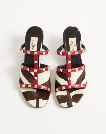 Rockstud Slide Sandal In Pony-effect Calfskin 60mm
