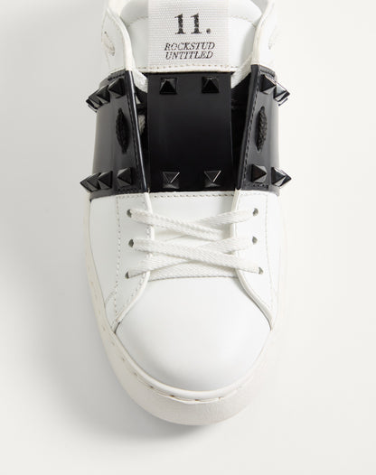 Rockstud Untitled Sneaker In Calfskin Leather With Tonal Studs