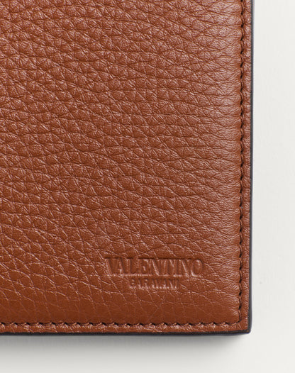 Rockstud Wallet In Grainy Calfskin