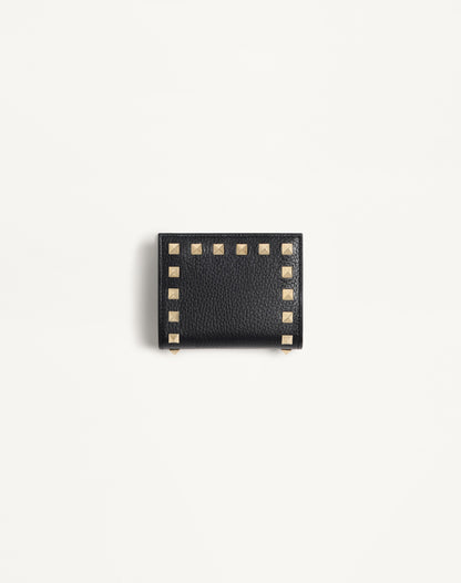 Rockstud Wallet In Grainy Calfskin
