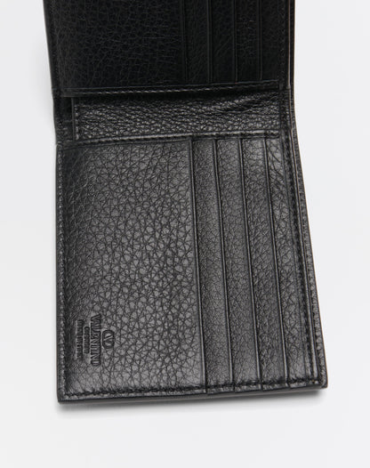 Rockstud Wallet In Grainy Calfskin