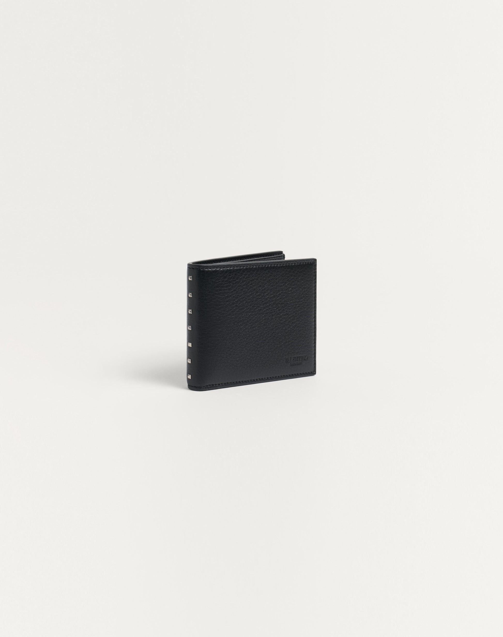 Rockstud Wallet In Grainy Calfskin