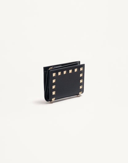Rockstud Wallet In Grainy Calfskin