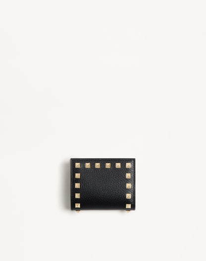 Rockstud Wallet In Grainy Calfskin