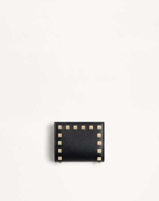 Rockstud Wallet In Grainy Calfskin