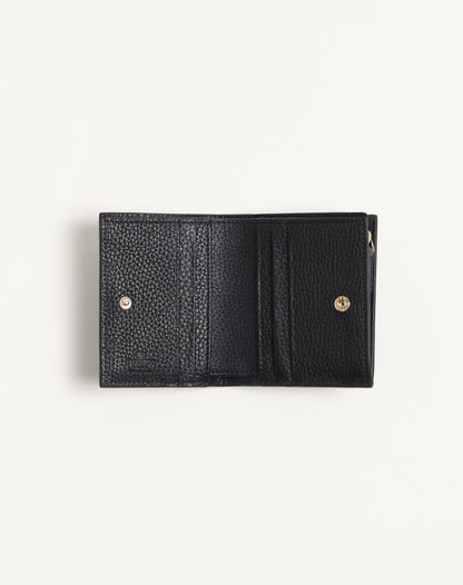 Rockstud Wallet In Grainy Calfskin