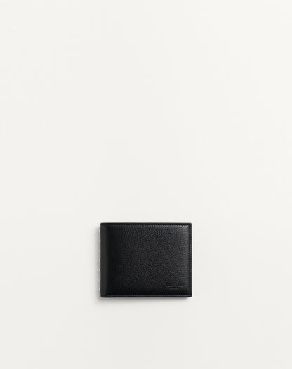 Rockstud Wallet In Grainy Calfskin