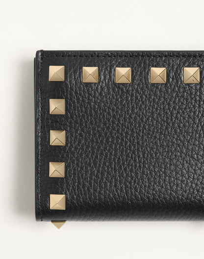 Rockstud Wallet In Grainy Calfskin