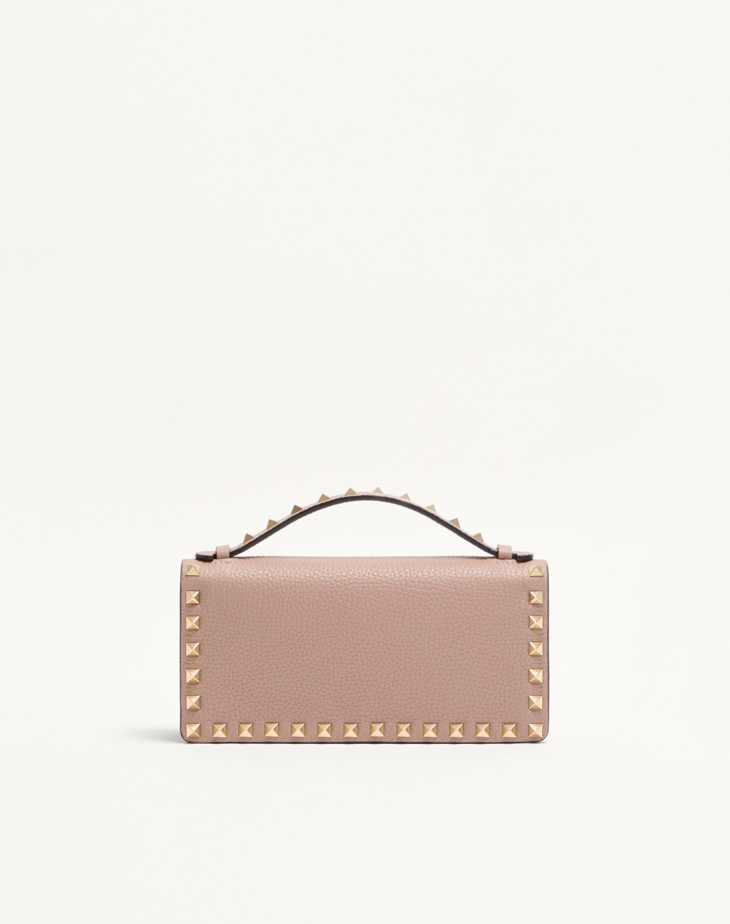 Rockstud Wallet With Chain In Grainy Calfskin