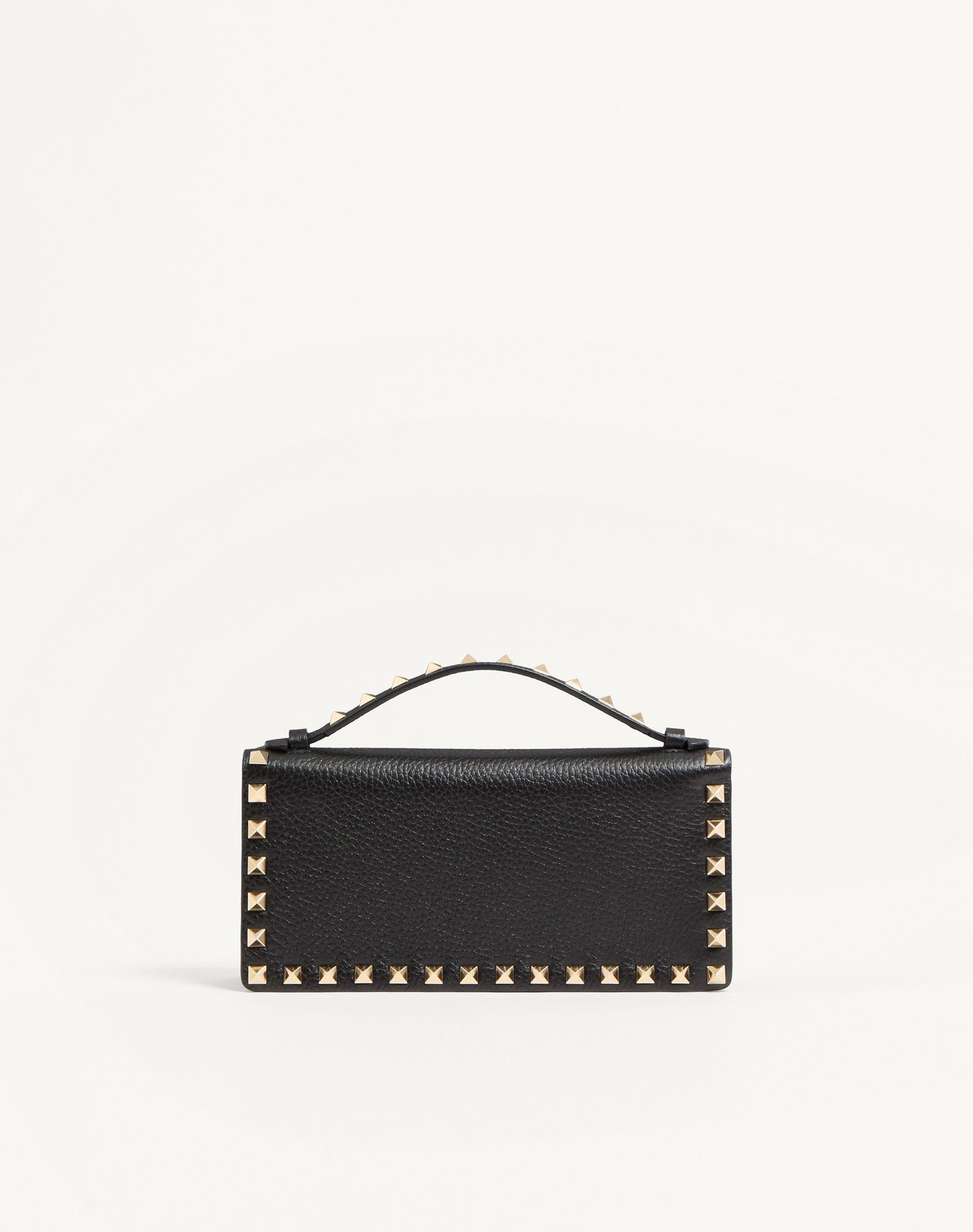 Rockstud Wallet With Chain In Grainy Calfskin