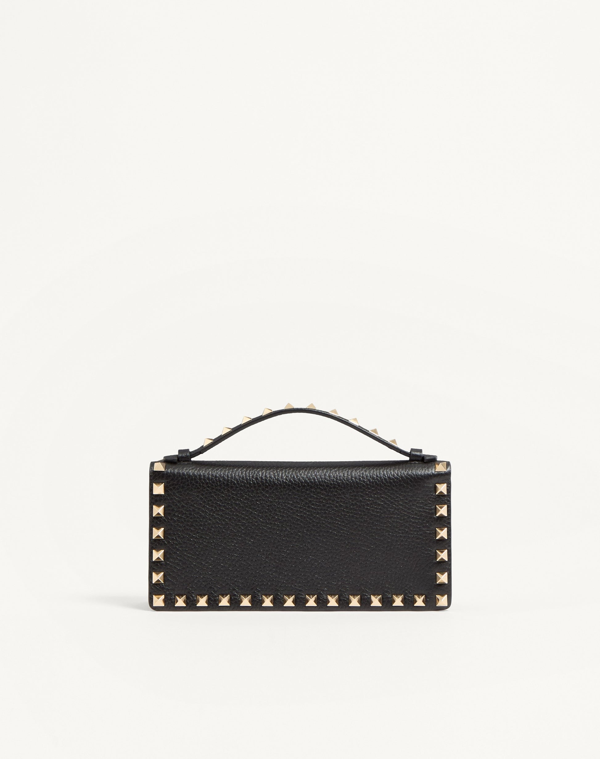 Rockstud Wallet With Chain In Grainy Calfskin