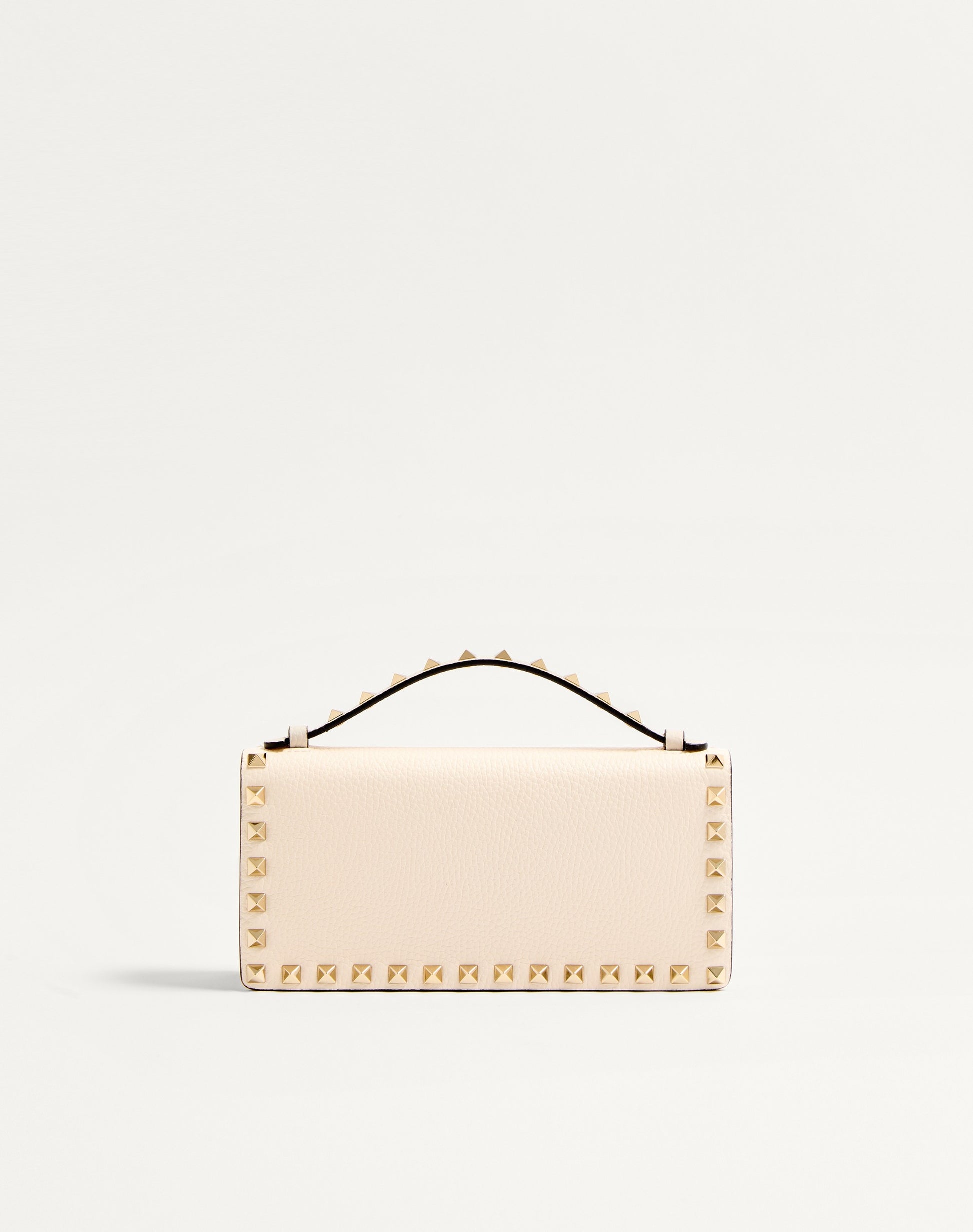 Rockstud Wallet With Chain In Grainy Calfskin