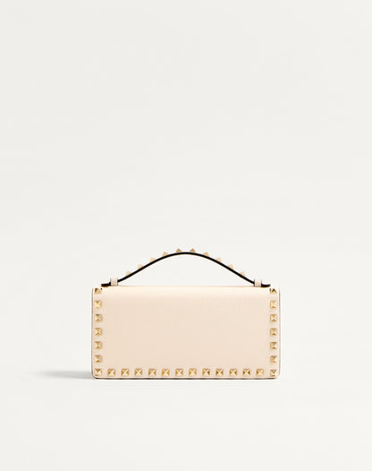 Rockstud Wallet With Chain In Grainy Calfskin