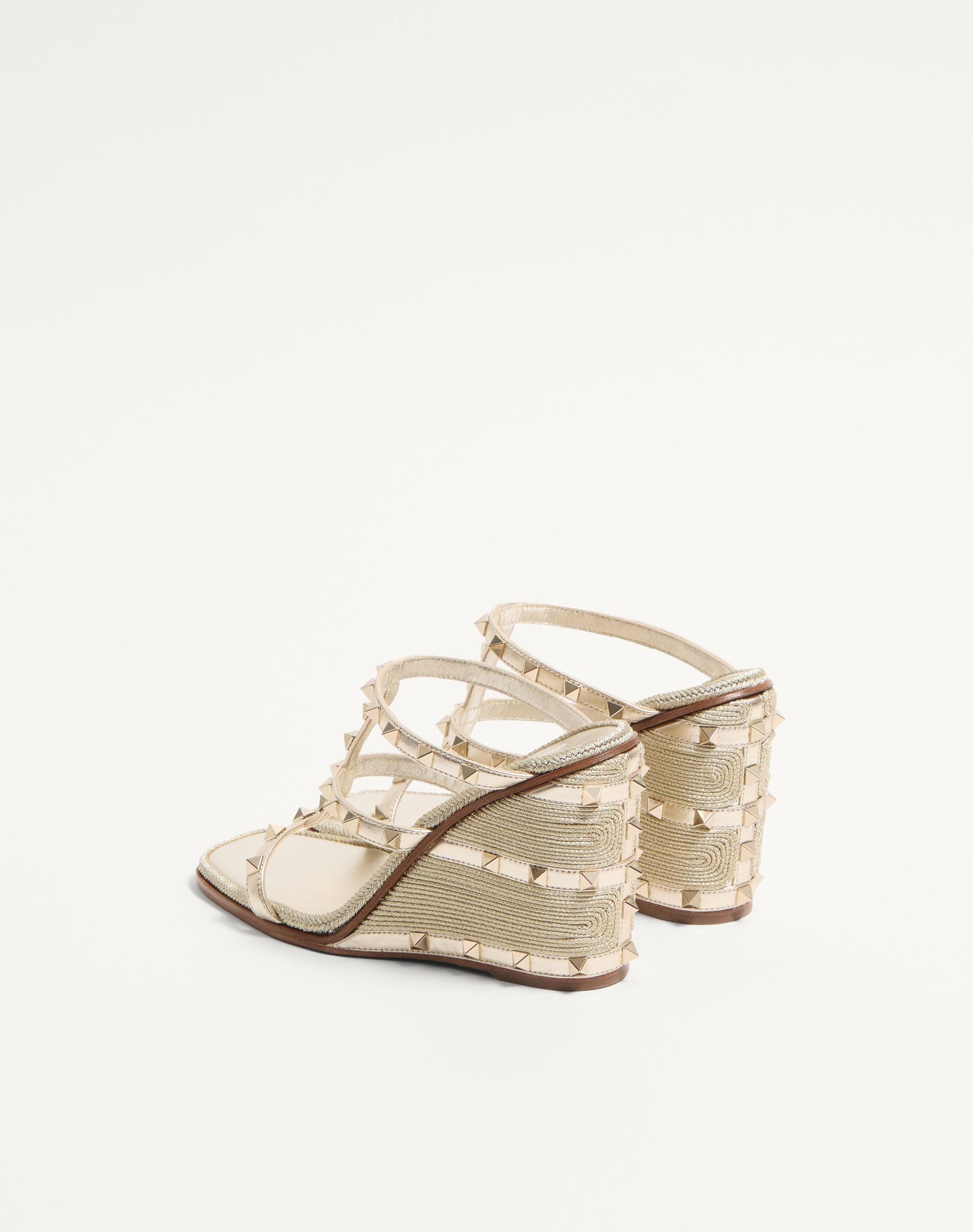 Rockstud Wedge Sandal In Laminated Nappa With Cornely Embroidery 100mm