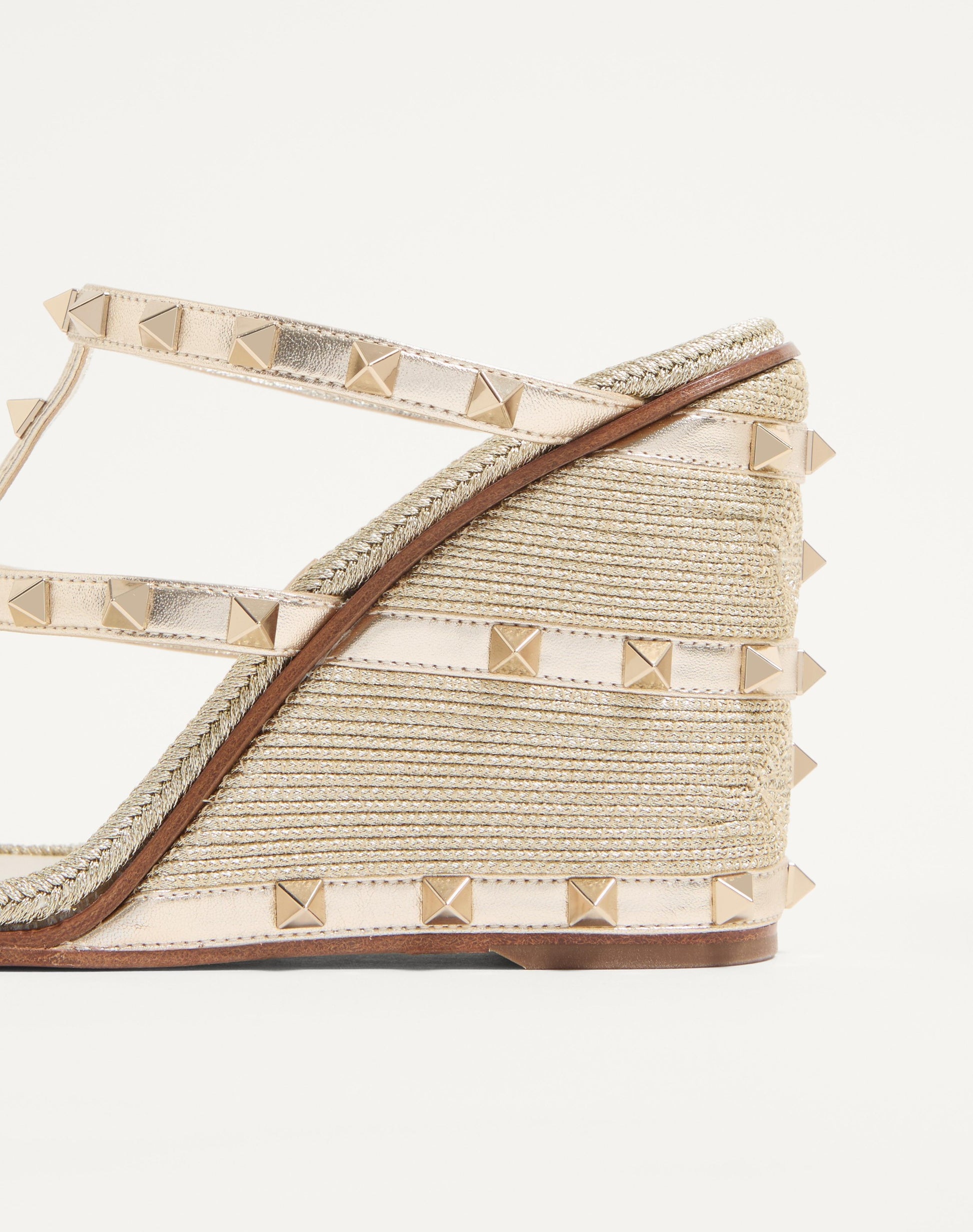 Rockstud Wedge Sandal In Laminated Nappa With Cornely Embroidery 100mm