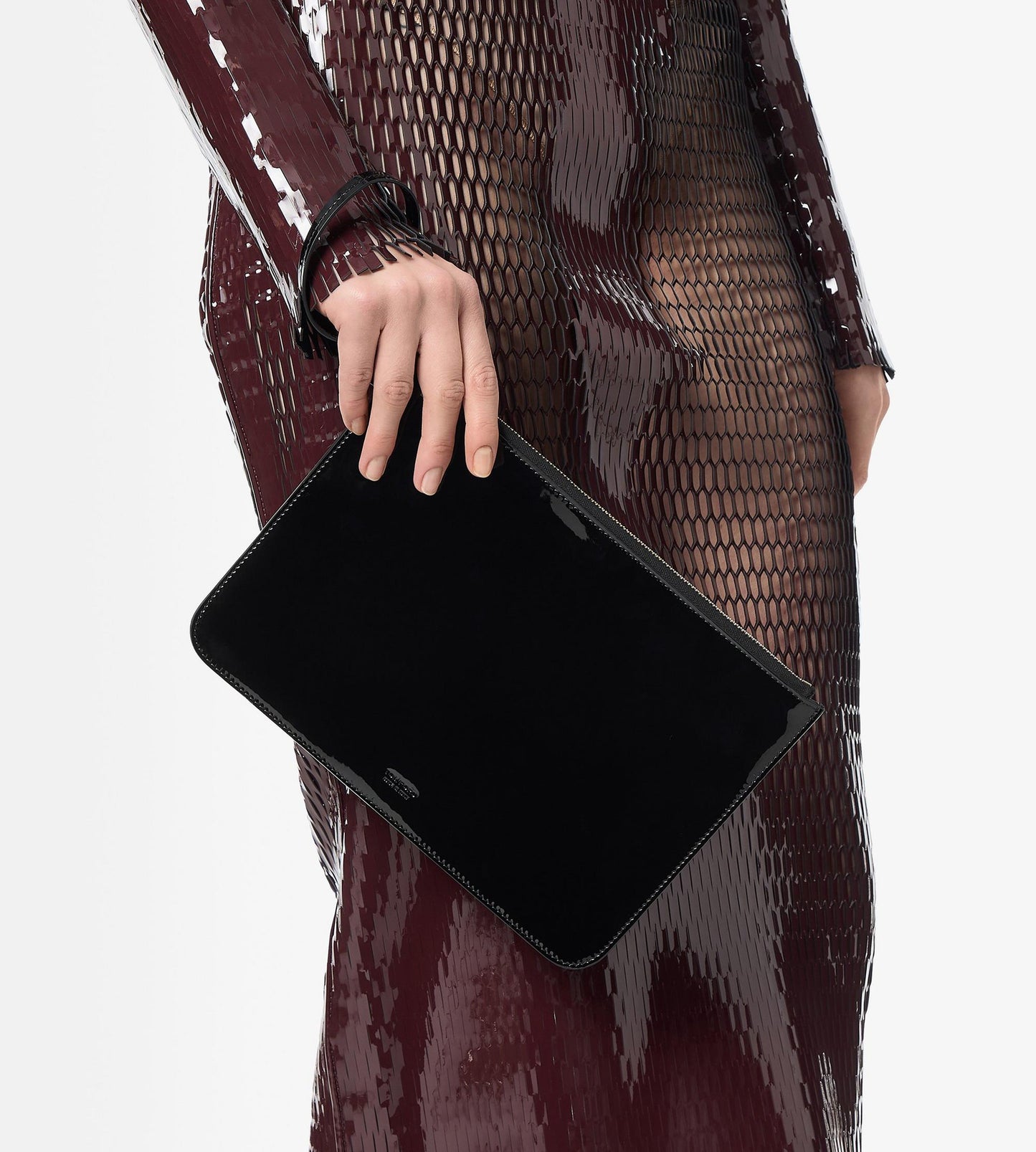 Patent Leather Blade Zipped Wristlet Pouch
