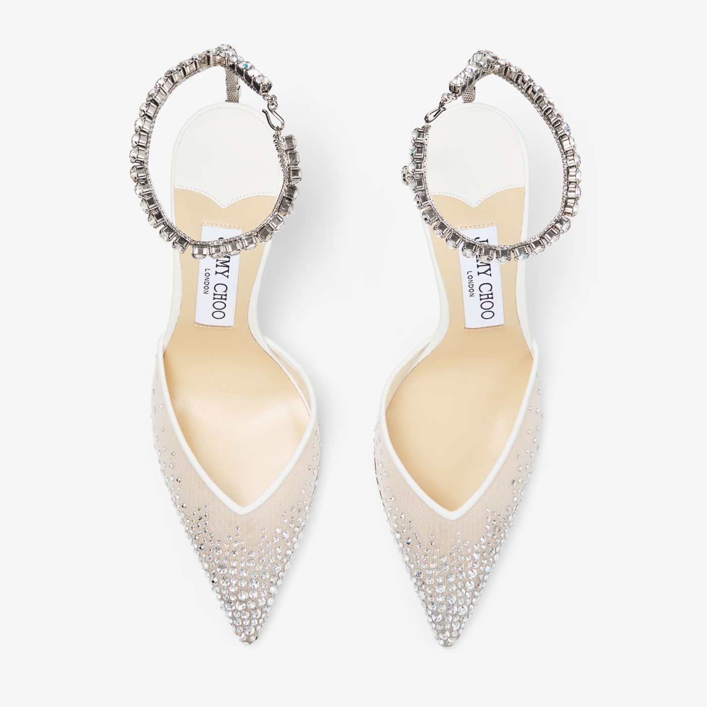 Saeda 100 White Mesh Crystal Pumps