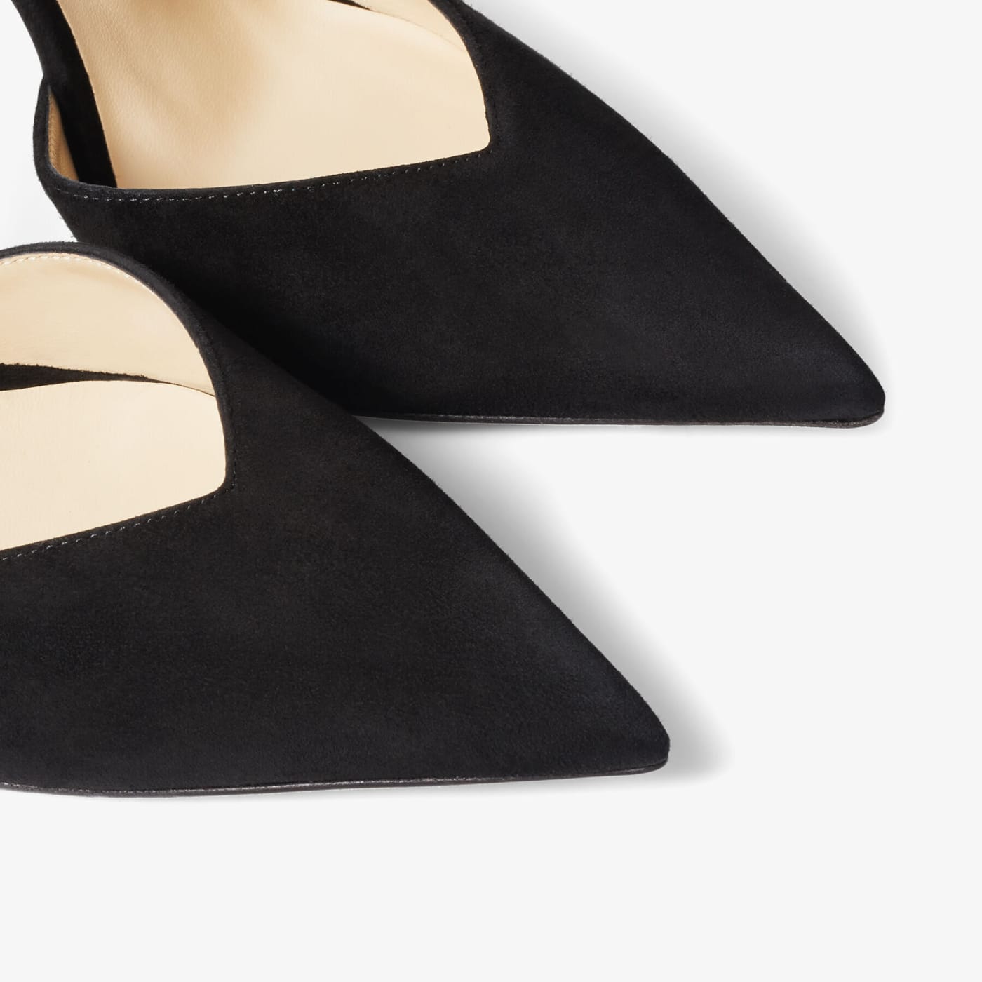 Saeda 100 Black Suede Pumps with Crystal Embellishment