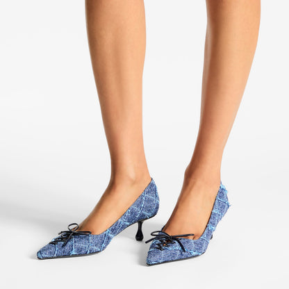 Scarlett 50 Crosshatch Denim Pumps