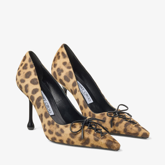 Scarlett 95 Natural Leopard Print Pony Pumps