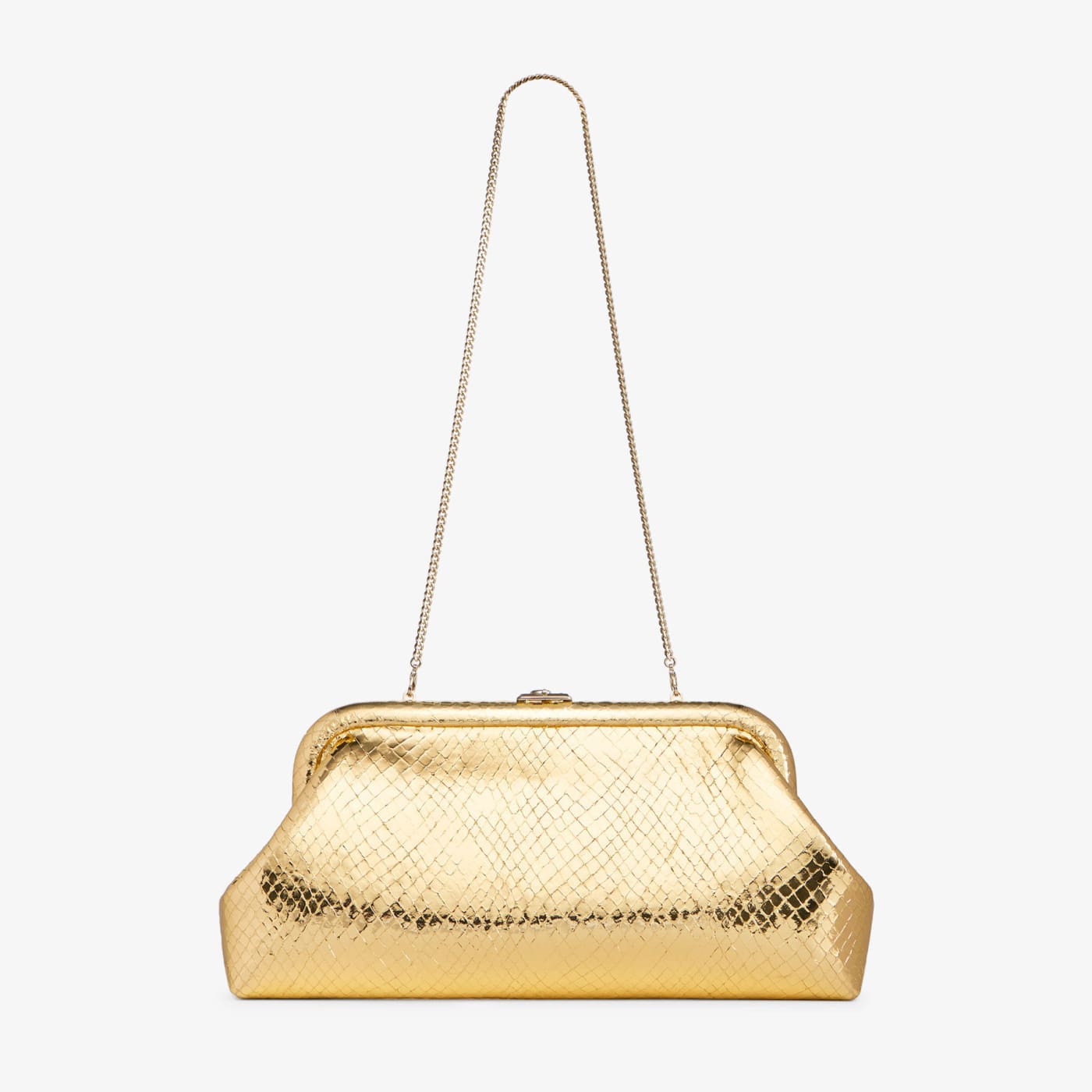 Skylar Gold Candy Wrap Leather Clutch with Square JC Clasp