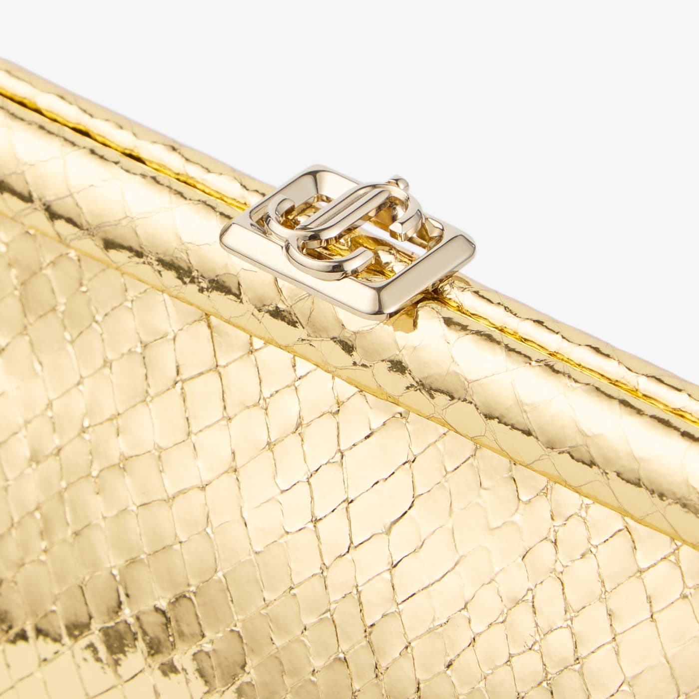 Skylar Gold Candy Wrap Leather Clutch with Square JC Clasp