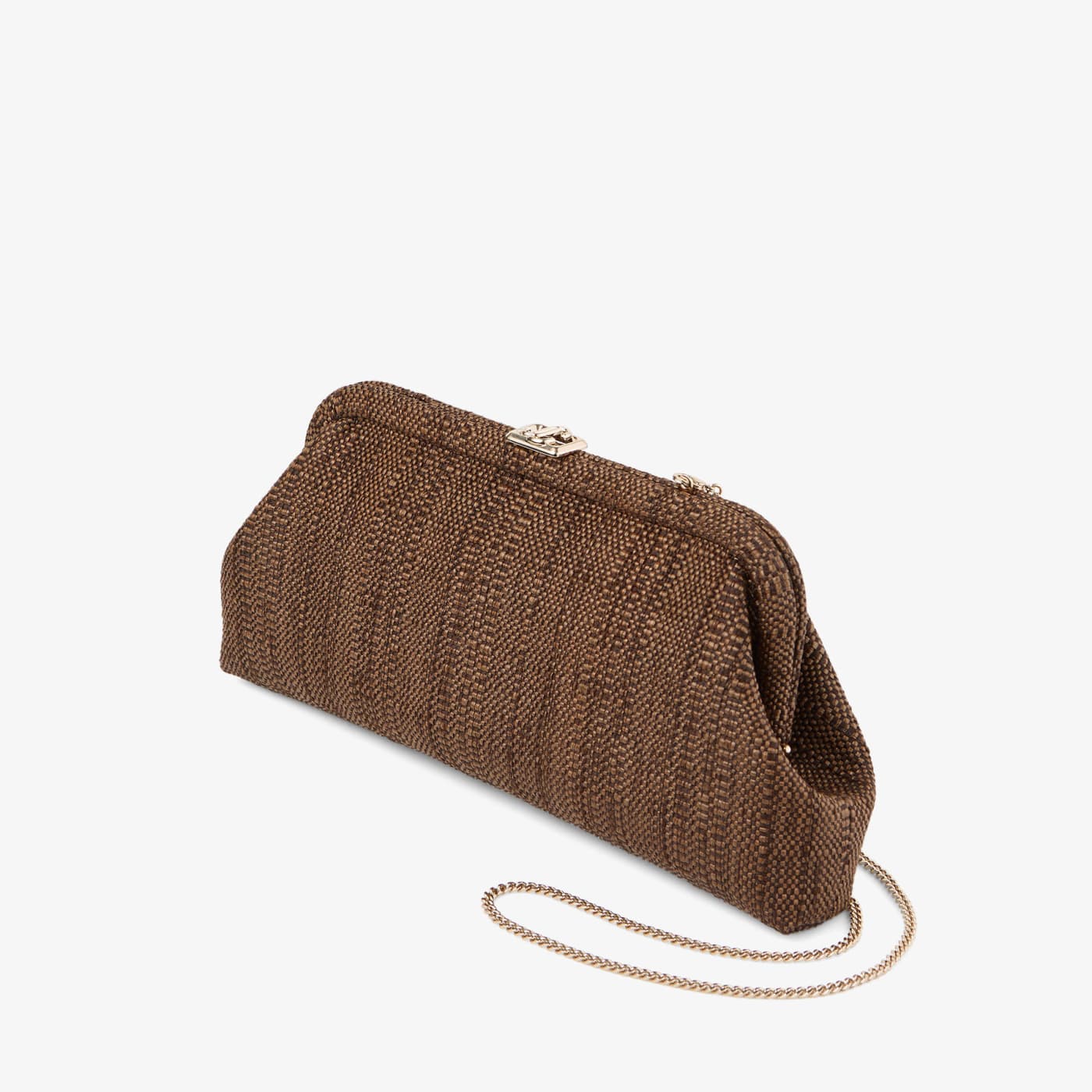 Skylar Tan Fine Raffia Clutch Bag with Square JC Clasp