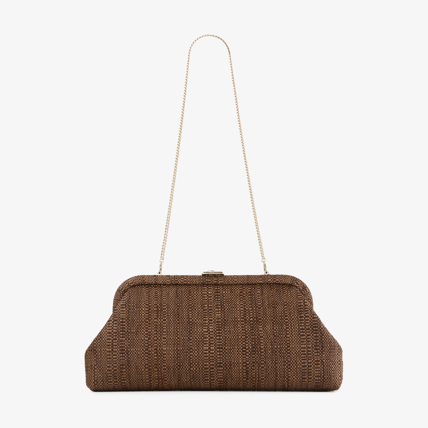 Skylar Tan Fine Raffia Clutch Bag with Square JC Clasp