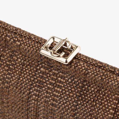 Skylar Tan Fine Raffia Clutch Bag with Square JC Clasp