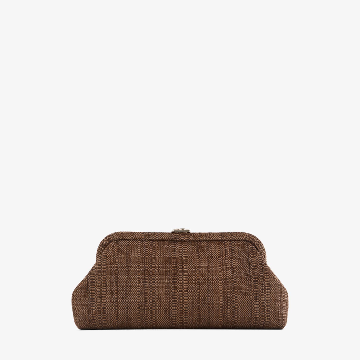 Skylar Tan Fine Raffia Clutch Bag with Square JC Clasp