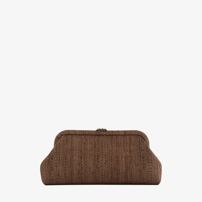 Skylar Tan Fine Raffia Clutch Bag with Square JC Clasp
