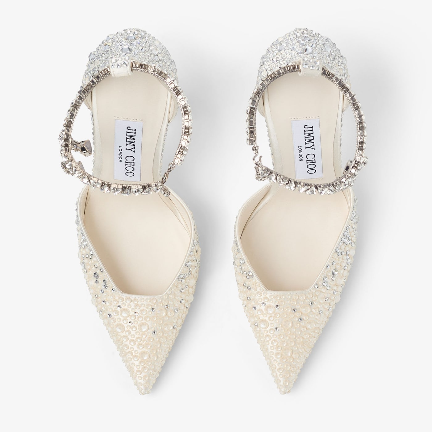 Stevie 100 Ivory Satin Crystal Pumps