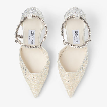 Stevie 100 Ivory Satin Crystal Pumps