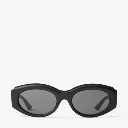 Sue Matte Black Oval Sunglasses