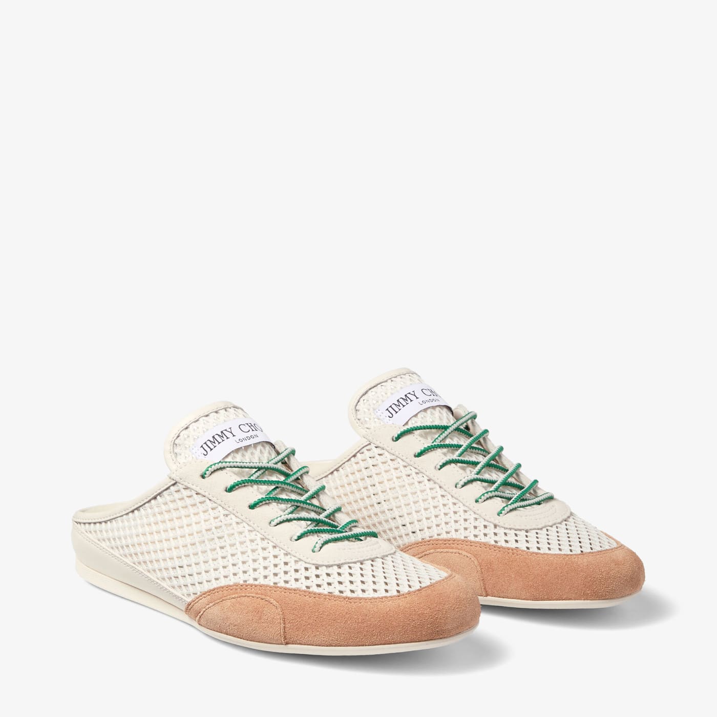 Sunny Mule F Latte and Toffee Leather Mix and Diamond Mesh Low Top Trainers