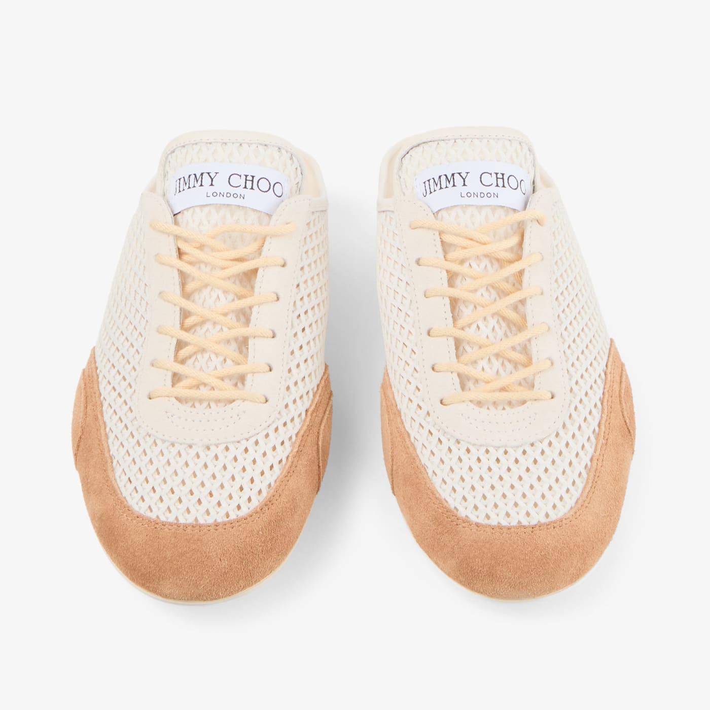 Sunny Mule F Latte and Toffee Leather Mix and Diamond Mesh Low Top Trainers